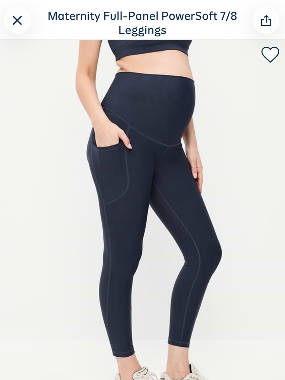 Old Navy Maternity Full-Panel 7/8 Leggings with Side Pockets - Dusk Navy -Sz M - Picture 1 of 11